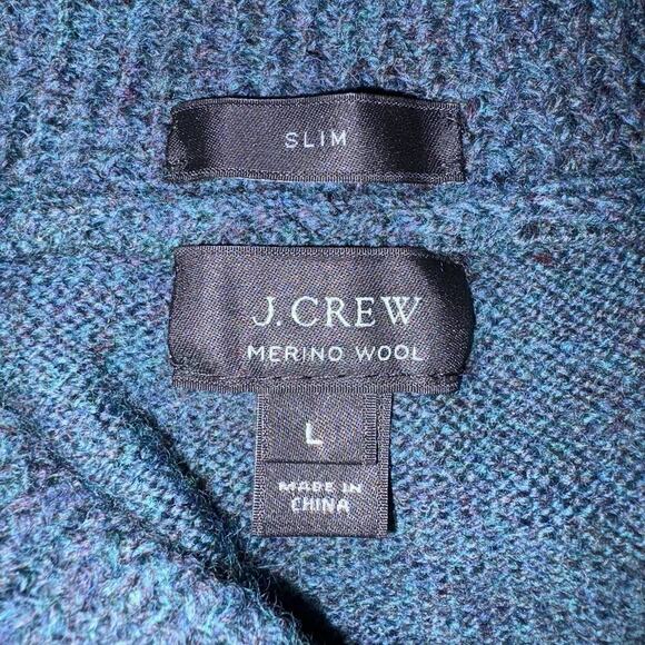 J. Crew Green Merino Wool Shawl Collar Sweater Mens Size Large (1924) - Picture 3 of 5